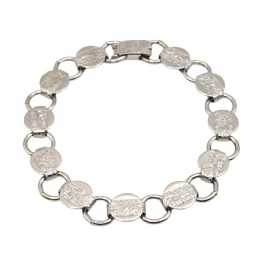 Sarah Cov "Young and Gay" 1959 Silver Tone Floral Engraved‎ Charm Bracelet